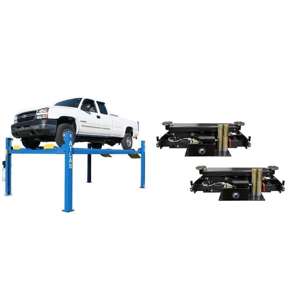 Atlas 414 14,000 lb. 4-Post Lift + RJ8 Rolling Jacks Combo