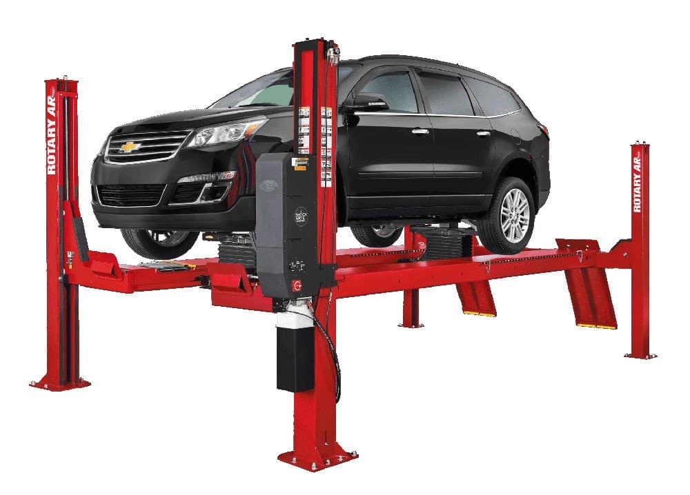 Rotary ARO14 14,000 lb ALI Certified Four-Post Open-Front Alignment Lift + Rolling Jacks