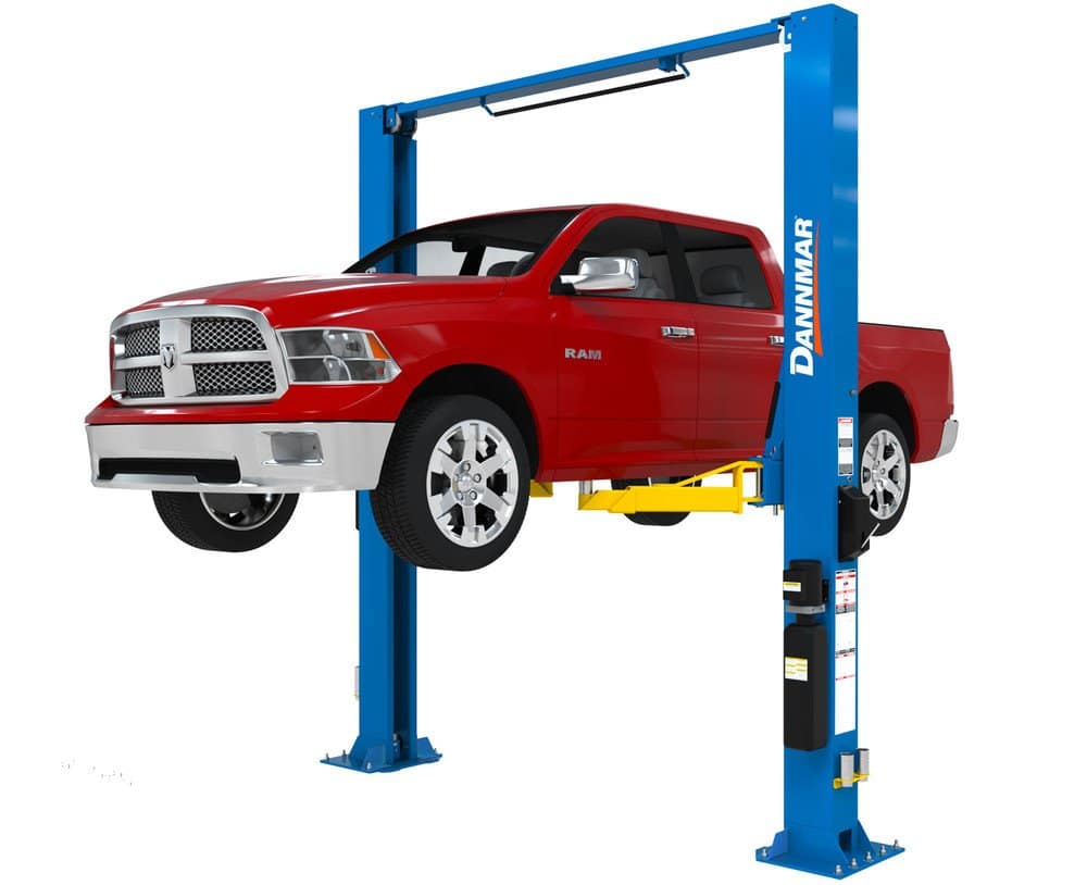 Dannmar D2-12C Symmetric 12,000 lb. capacity ALI Certified Two-Post Lift with Triple-Telescoping Low-Pro Arms