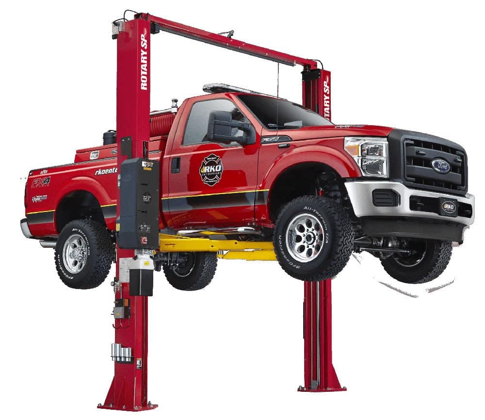 Rotary SPO12 12,000 lb. ALI Certified Two-Post Symmetric Lift | 3-Stage Arms with Truck Adapters